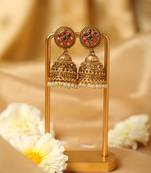traditional gold jhumka earrings with pearl drops