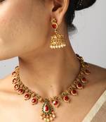 gold necklace with matching earrings 
