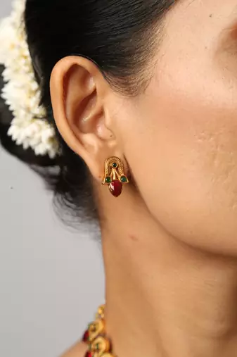 gold plated necklace set with matching earrings