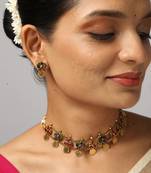 lotus enamel & coin necklace set