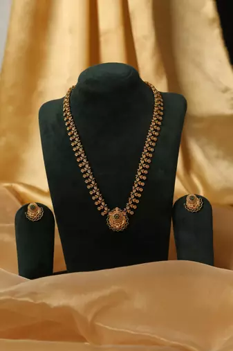 long antique gold & emerald haram