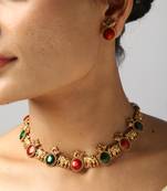 elephant motif & ruby stone necklace