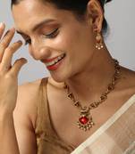 multicolor gold plated necklace set with stone pendant