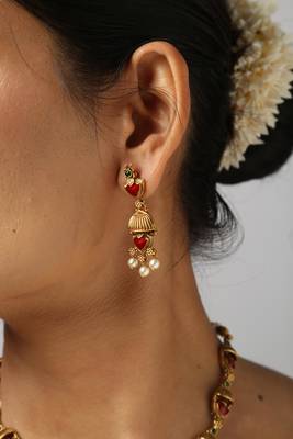 multicolor gold plated necklace set with stone pendant 4