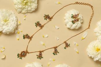 multicolor gold plated necklace set with floral work 2