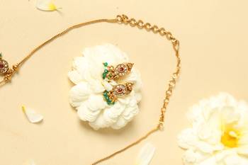 multicolor gold plated necklace set with floral work 3
