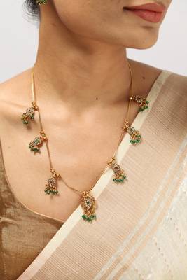 multicolor gold plated necklace set with floral work 1