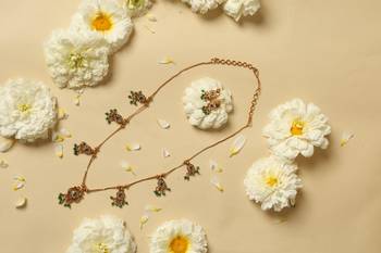 multicolor gold plated necklace set with floral work 5