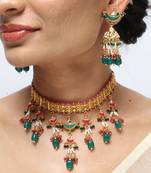 statement choker with green beads
