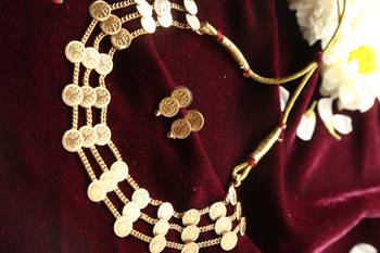 gold plated coin necklace set with layered kasulu work 3