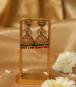 temple style jhumka earrings with beaded border