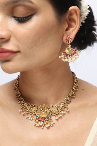 temple jewelry necklace with matching earrings