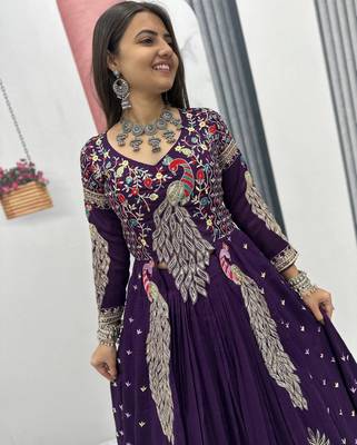 purple vichitra silk lehenga choli with embroidery 3