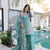 sky blue cotton kurta sharara set with embroidery
