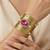 combo of two hot rani pink crystal cz pearl stone western cuff bracelets bangle