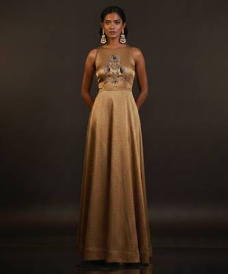 Gold embroidered tissue gown 1