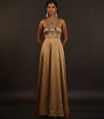 Gold embroidered tissue gown