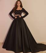 Black embroidered taffeta Lehenga