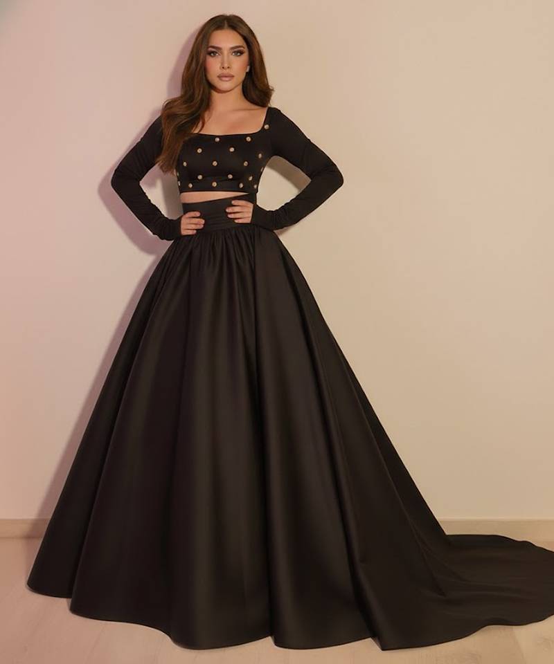Black embroidered taffeta Lehenga