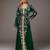 Elegant Dark Green georgette kaftan gown with Golden & Silver  zari work With hijab.
