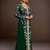 Elegant Dark Green georgette kaftan gown with Golden & Silver  zari work With hijab.