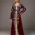 Elegant Maroon georgette kaftan gown with Golden & Silver  zari work With hijab.