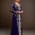Elegant Navy blue georgette kaftan gown with Golden & Silver  zari work With hijab.