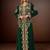 Elegant Dark Green georgette kaftan gown with Golden & Silver  zari work With hijab.