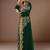 Elegant Dark Green georgette kaftan gown with Golden & Silver  zari work With hijab.