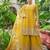 yellow real mirror chinon silk wedding party wear sharara salwar suit with net dupatta  full stitched free size