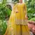 yellow real mirror chinon silk wedding party wear sharara salwar suit with net dupatta  full stitched free size