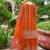 orange real mirror chinon silk wedding party wear sharara salwar suit with net dupatta  full stitched free size