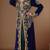 Elegant Navy Blue georgette kaftan gown with Golden & Silver  zari work With hijab.