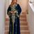 Elegant Navy-Blue georgette kaftan gown with Golden zari work With hijab.