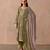 Olive green dori pitta embroidery muslin straight kurta palazzo suit- full stitched free size