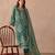 Teal green dori pitta embroidery muslin straight kurta palazzo suit- full stitched free size
