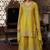 Lime green embroided chinnon straight top palazzo suit- full stitched free size