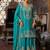 Turquoise blue embroidery chinnon straight top palazzo suit- full stitched free size