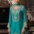 Turquoise blue embroidery chinnon straight top palazzo suit- full stitched free size
