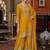 Mustard yellow embroided chinnon  straight top  palazzo suit- full stitched free size
