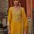 Mustard yellow embroided chinnon  straight top  palazzo suit- full stitched free size