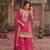 Pink embroidery and digital print chinnon silk  straight kurti  sharara  suit- full stitched free size