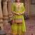 Green embroidery and digital print chinnon silk  straight kurti  sharara  suit- full stitched free size