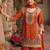 Orange embroidery and digital print chinnon silk  straight kurti  sharara  suit- full stitched free size