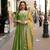 Olive green embroided viscos jacquard silk  anarkali gown  dupatta suit- full stitched free size
