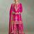 Rani pink embroidered & sequince chinon straight kurta palazzo suit- full stitched free size