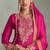Rani pink embroidered & sequince chinon straight kurta palazzo suit- full stitched free size