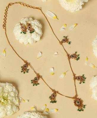 multicolor gold plated necklace set with floral work 6