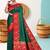 Green Banarasi Silk Blend Saree with Gold Zari Butta & Heavy Floral Woven Red Border by Maharanga