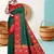Green Banarasi Silk Blend Saree with Gold Zari Butta & Heavy Floral Woven Red Border by Maharanga